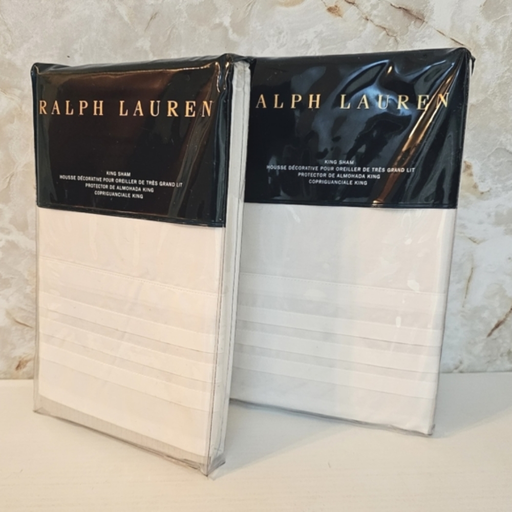 Ralph Lauren Tuxedo Pleat Cotton King Pillowshams White